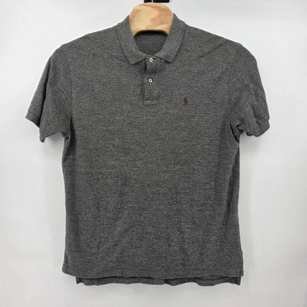 Polo Ralph Lauren Mens XL Gray Heathered Cotton Short Sleeve Polo Shirt Pony